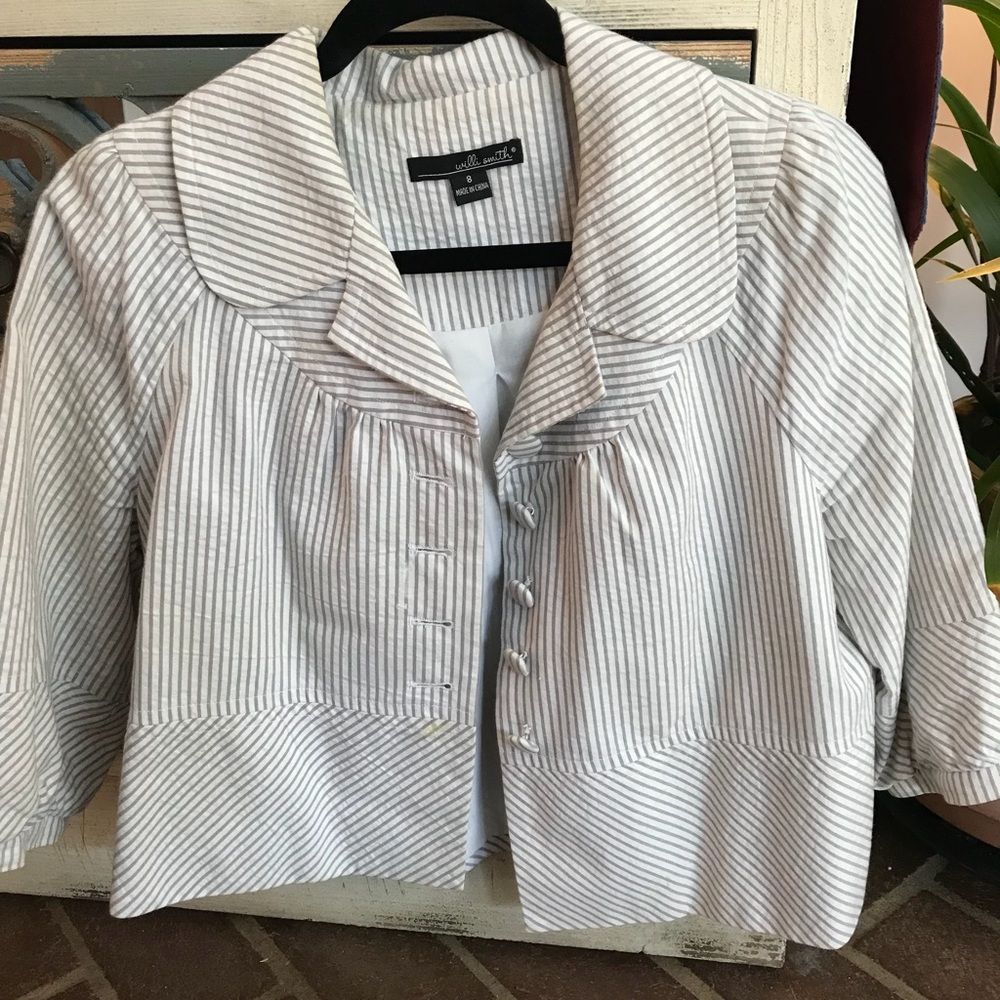 Grey and white sear sucker jacket